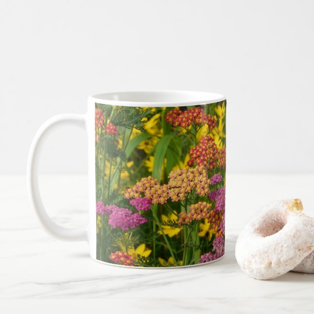 Colourful Garden Flowers Mug (With Donut)