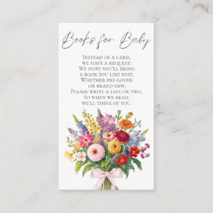 Colourful Garden Flowers Pink Bow Books for Baby Enclosure Card