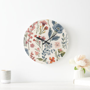 Colourful Garden Flowers Wildflower Spring Meadow Large Clock