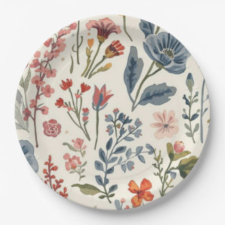 Colourful Garden Flowers Wildflower Spring Meadow Paper Plate