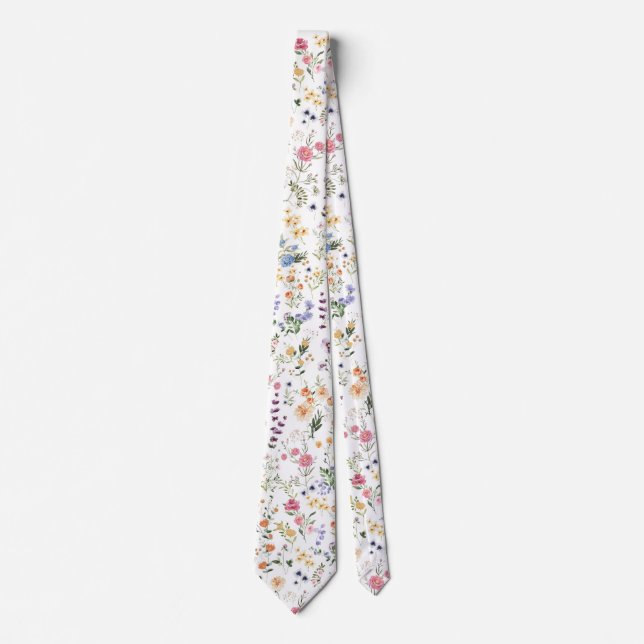 Colourful Garden Flowers Wildflower Spring Meadow Tie (Front)