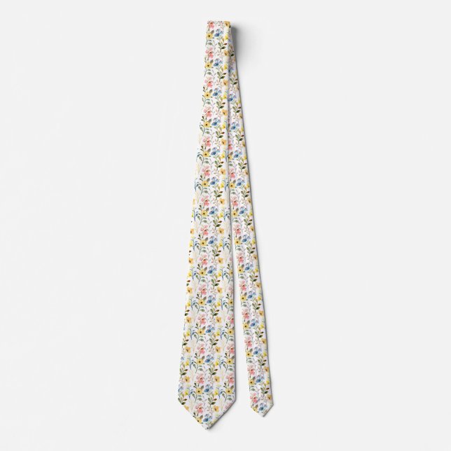Colourful Garden Flowers Wildflower Spring Meadow Tie (Front)