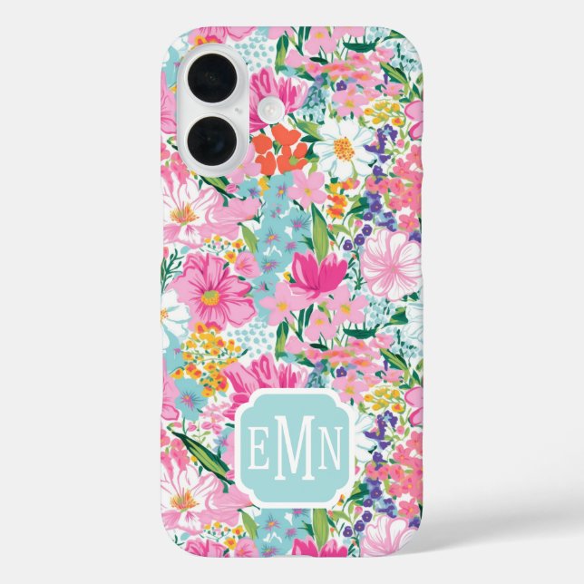 Colourful Garden Monogrammed Case-Mate iPhone Case (Back)