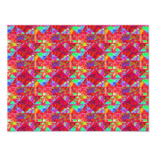 Colourful Garden Quilt Painting with Red Hydrangea Photo Print