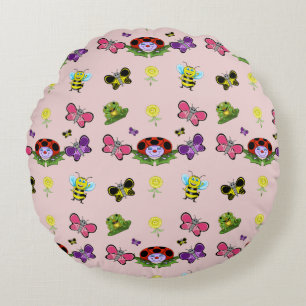 Colourful Garden Round Throw Pillow