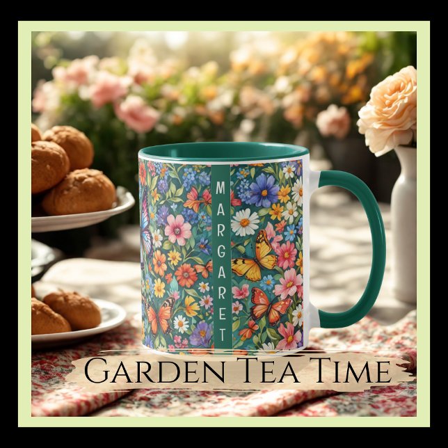 Colourful Gardeners Mug Flowers and Butterflies (Creator Uploaded)