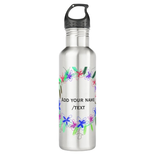 colourful garland wreath Christmas waadd name text 710 Ml Water Bottle (Front)