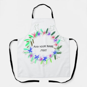 colourful garland wreath Christmas waadd name text Apron