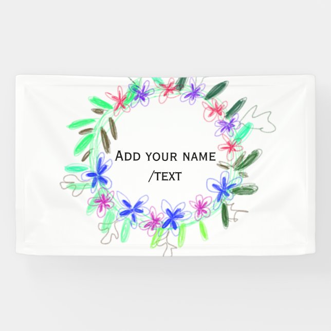 colourful garland wreath Christmas waadd name text Banner (Horizontal)