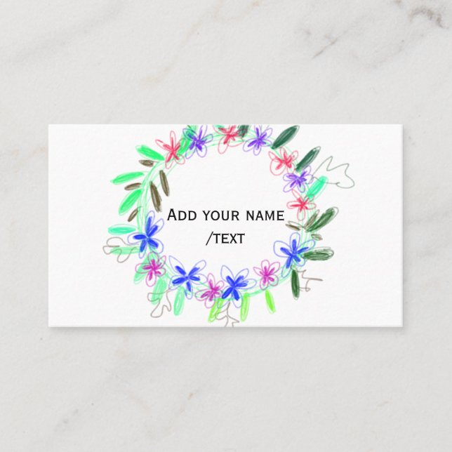 colourful garland wreath Christmas waadd name text Business Card (Front)