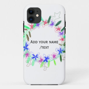 colourful garland wreath Christmas waadd name text iPhone 11 Case