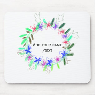 colourful garland wreath Christmas waadd name text Mouse Mat