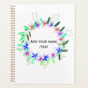 colourful garland wreath Christmas waadd name text Planner