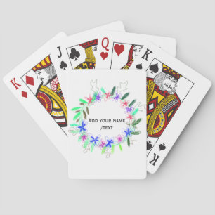 colourful garland wreath Christmas waadd name text Playing Cards