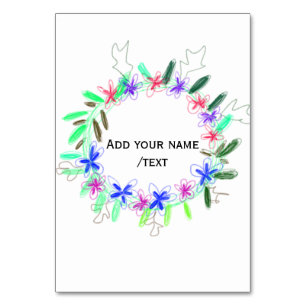 colourful garland wreath Christmas waadd name text Table Number
