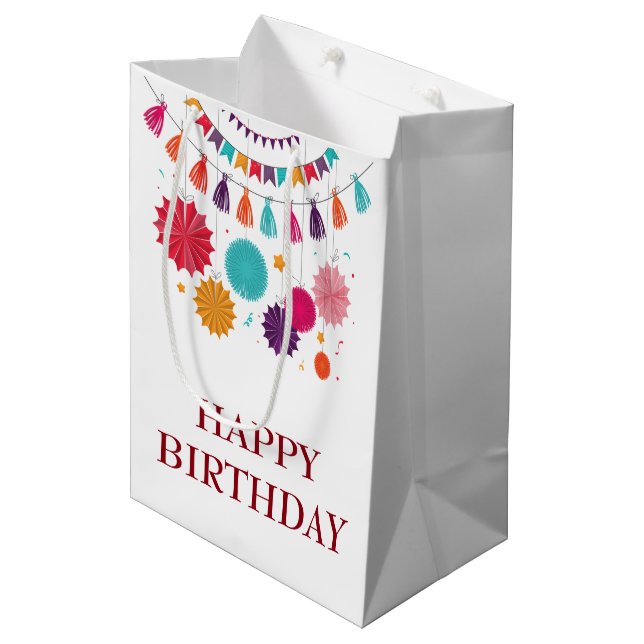Colourful Garlands Birthday Gift Bag (Front Angled)