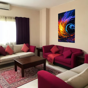 Colourful gas cloud in space   AI Art Poster