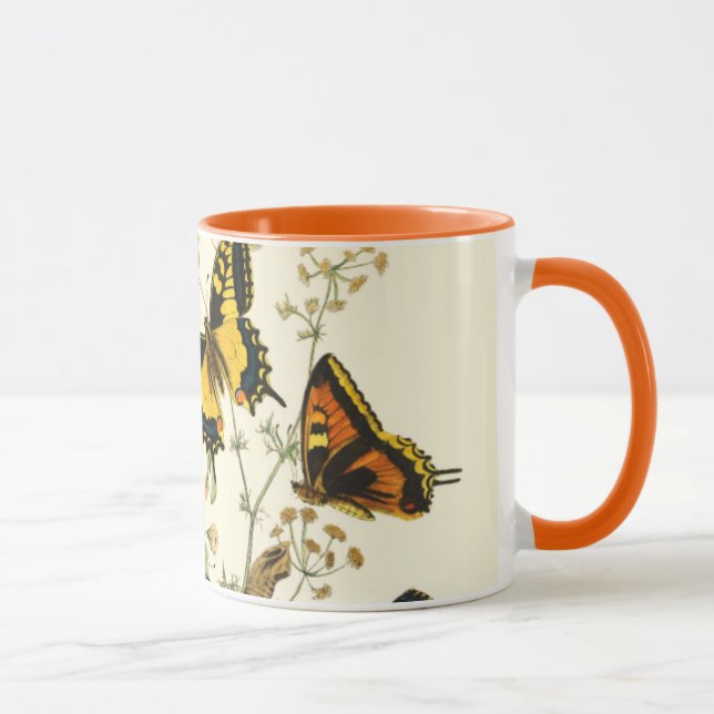 Colourful Gathering of Butterflies and Caterpillar Mug (Right)