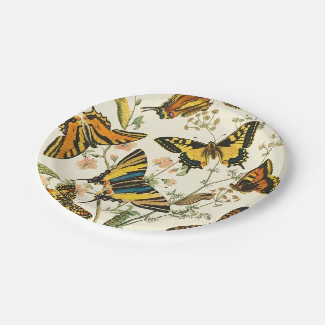Colourful Gathering of Butterflies and Caterpillar Paper Plate (Angled)