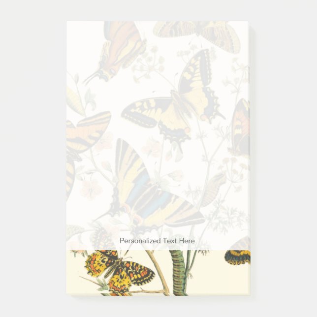 Colourful Gathering of Butterflies and Caterpillar Post-it Notes (Front)