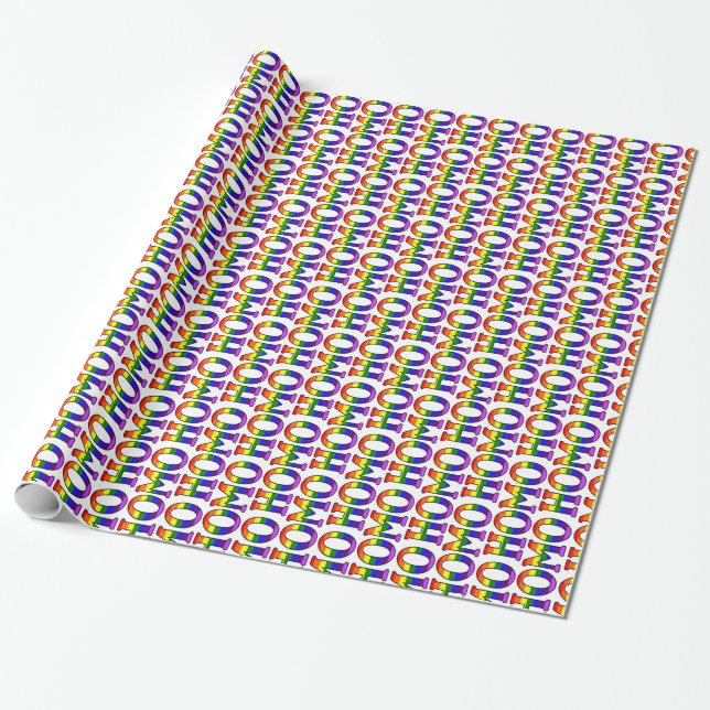 Colourful Gay Rainbow Colours Homo Pattern Wrapping Paper (Unrolled)