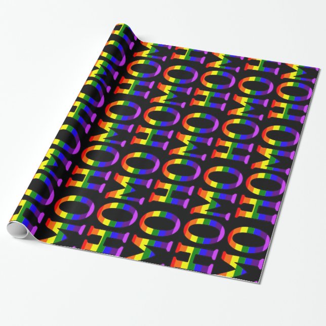 Colourful Gay Rainbow Colours Homo Pattern Wrapping Paper (Unrolled)