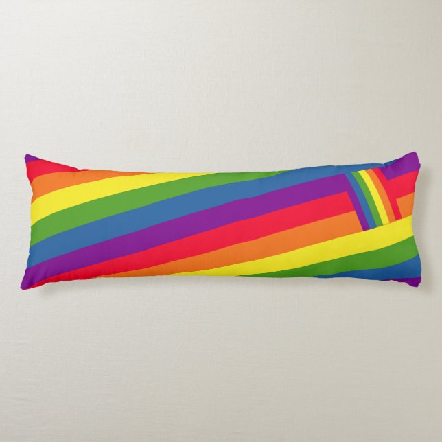 Colourful Gay Rainbow Flag Body Cushion (Front)