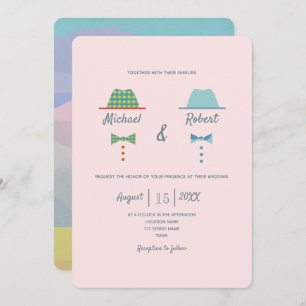 Colourful Gay Wedding Invitation with Hats