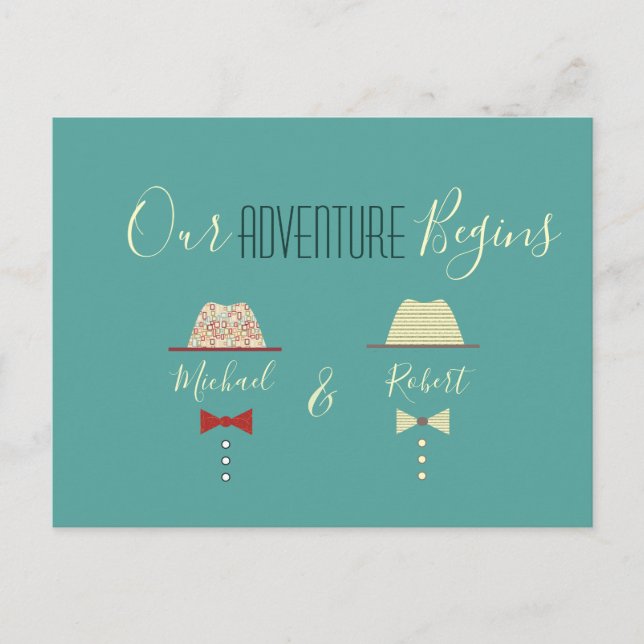 Colourful Gay Wedding Save The Date Announcement Postcard (Front)