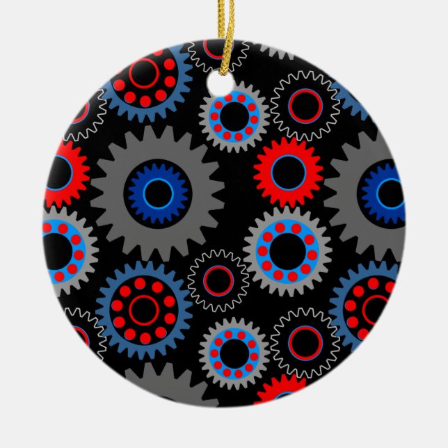 Colourful Gears Ceramic Tree Decoration (Front)