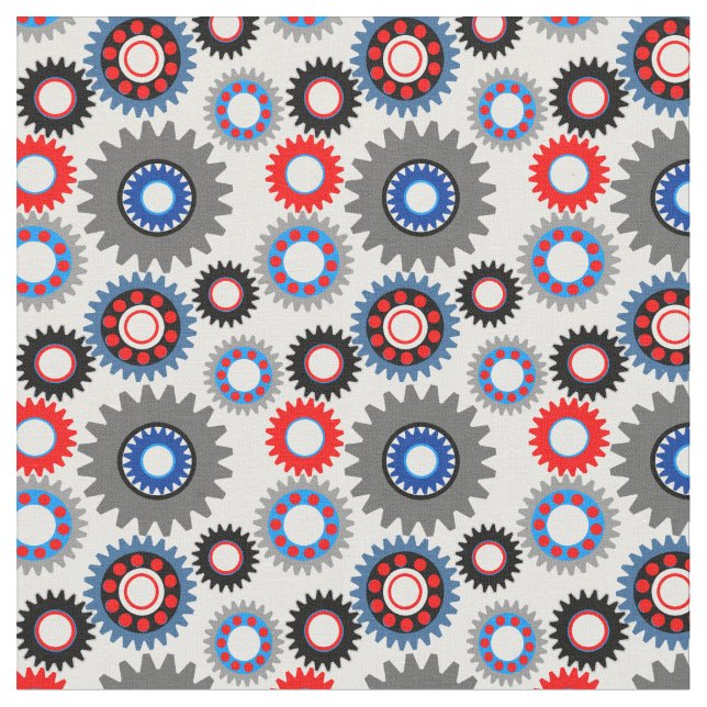 Colourful Gears Fabric (Close Up)