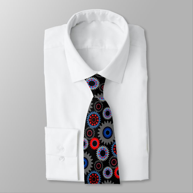 Colourful Gears Tie (Tied)