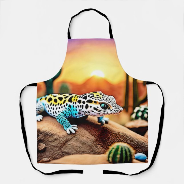 Colourful Gecko Rocks Design Apron (Front)