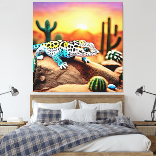 Colourful Gecko Rocks Design Canvas Print