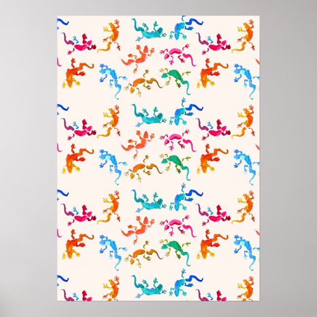 Colourful geckos nature cute illustration poster (Front)