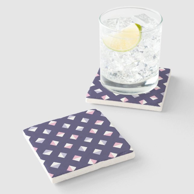 Colourful Gem Seamless Pattern Stone Coaster (Side)