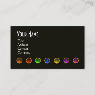 COLOURFUL GEM STONES BLACK WHITE BLUE MONOGRAM, BUSINESS CARD