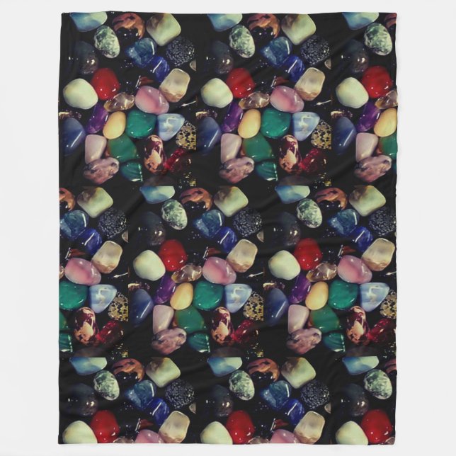 Colourful Gem Stones Fleece Blanket (Front)