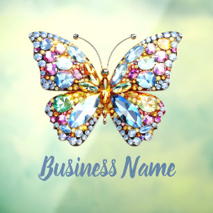 colourful gems butterfly  window cling