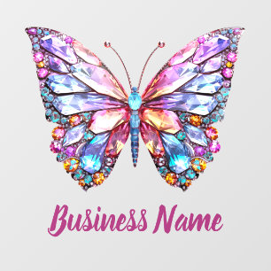 colourful gems stones butterfly window cling