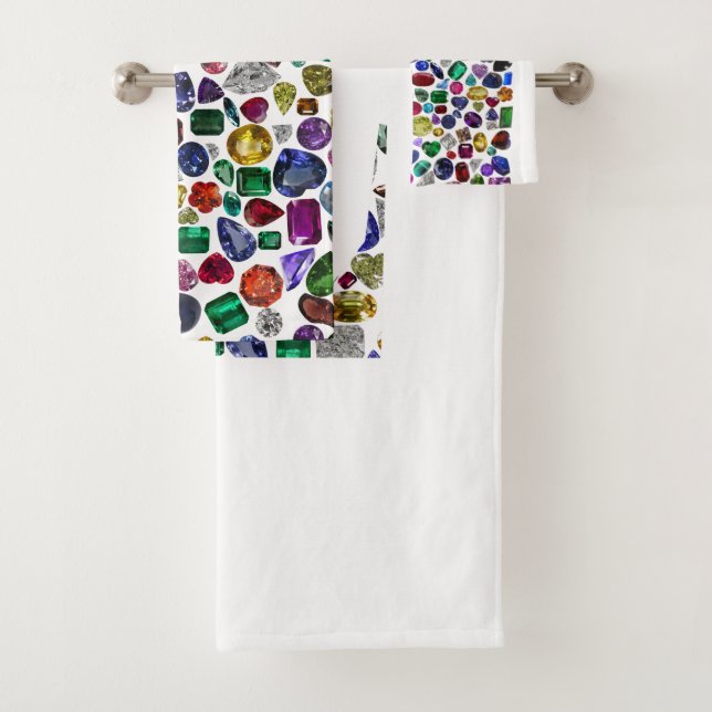 Colourful Gemstone & Diamond Pattern Bath Towel Set (Insitu)