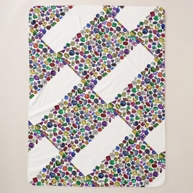 Colourful Gemstone & Diamond Pattern Sherpa Blanket (Front)