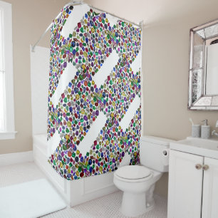 Colourful Gemstone & Diamond Pattern Shower Curtain