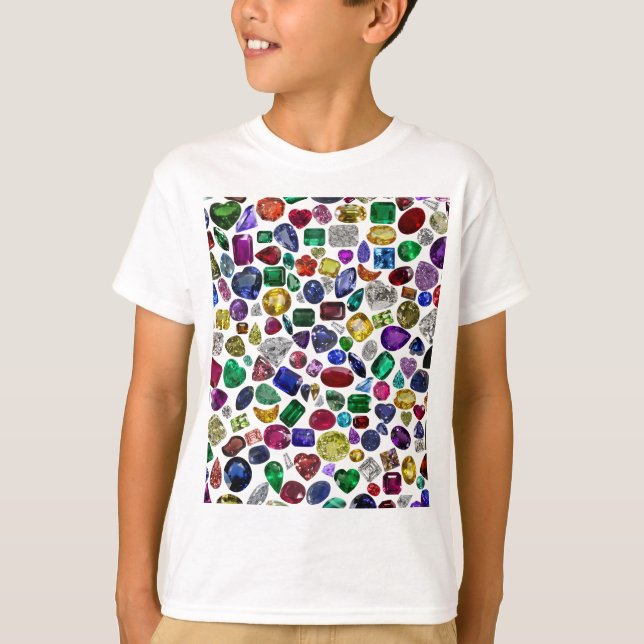 Colourful Gemstone & Diamond Pattern T-Shirt (Front)