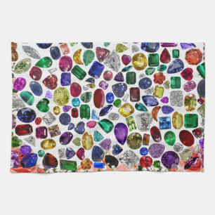 Colourful Gemstone & Diamond Pattern Tea Towel