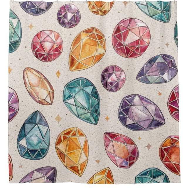 Colourful Gemstone Pattern (1) Shower Curtain (Front)