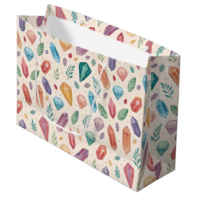 Colourful Gemstone Pattern (2) Large Gift Bag (Front Angled)