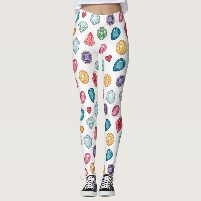 Colourful Gemstone Pattern (3) Leggings (Front)