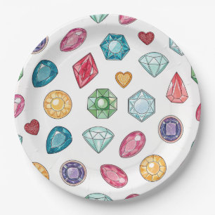 Colourful Gemstone Pattern (3) Paper Plate