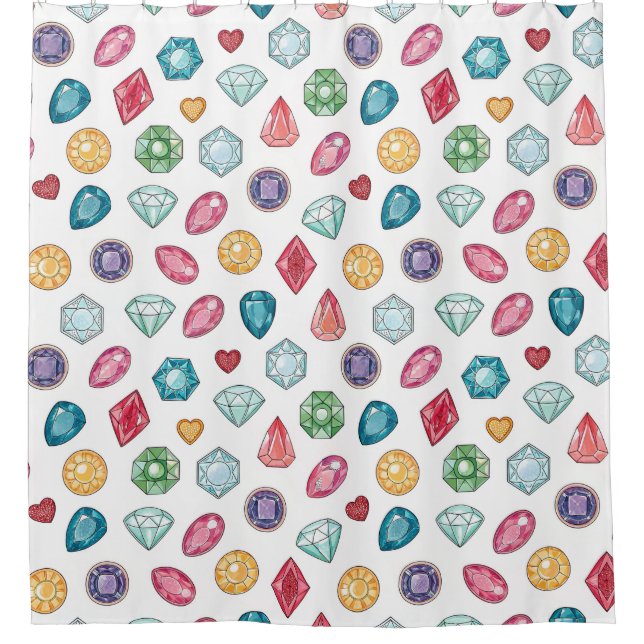 Colourful Gemstone Pattern (3) Shower Curtain (Front)